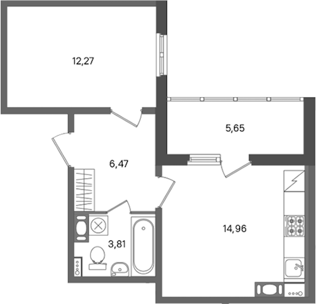1-комнатная квартира 37.51 м², 8/11 эт., ЖК «ПАТИО. Уютный квартал»